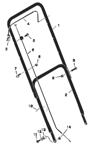 Handle Assembly Diagram and Parts List for 20103X99A 1997 Briggs and Stratton Lawn Mower